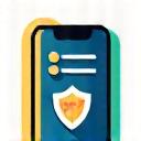 A shield icon on a smartphone.